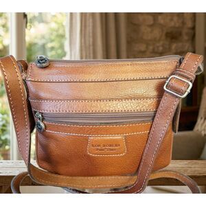 Los Robles Polo Time Crossbody Brown Leather Purse Bag In/Outside Compartments